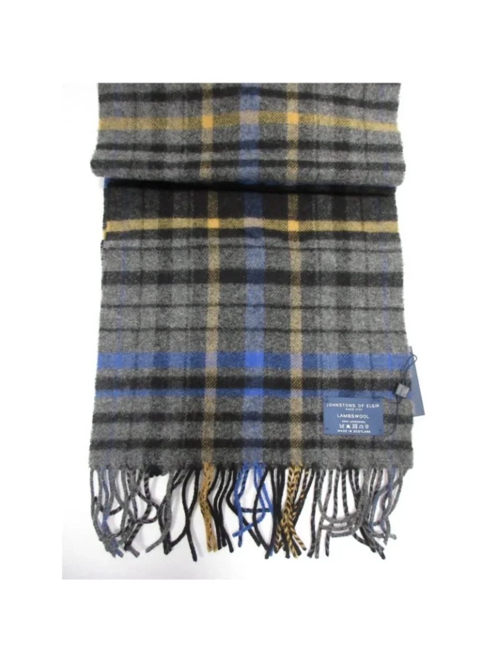 Johnstons of Elgin Scarf One ambs Wool Plaid Fringe Scotland NEW